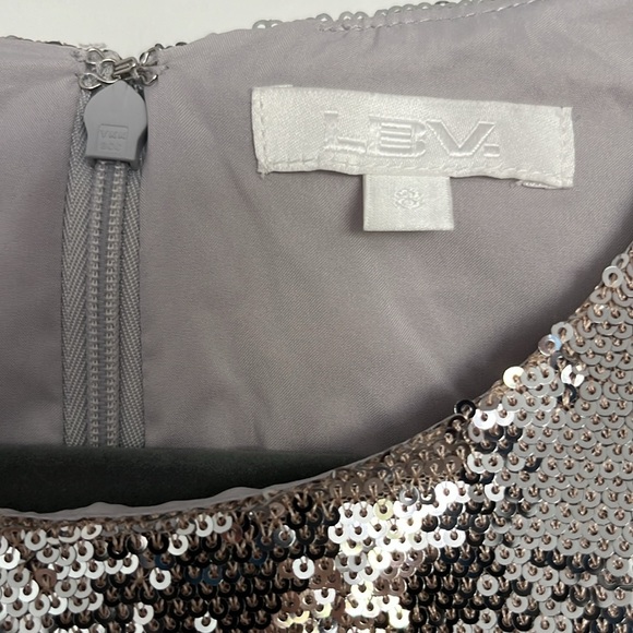 Silver Sequin Long Sleeve Mini Dress Size 8 - Picture 3 of 5